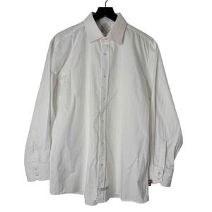 English Laundry White Dress Shirt 17.5 34-35 Long Sleeve Embroidery Classic Work